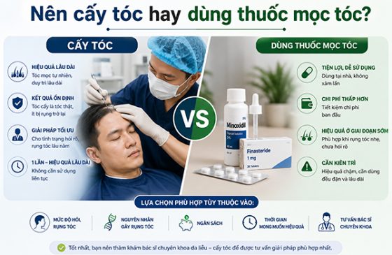 Nên cấy tóc hay dùng thuốc mọc tóc