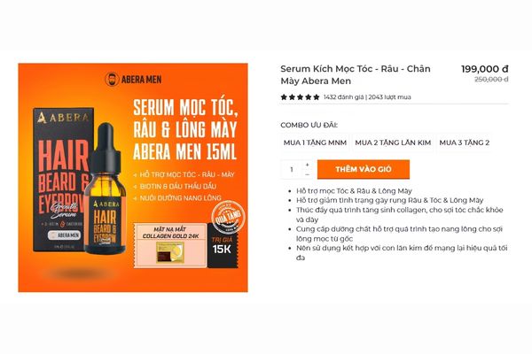 Có nên dùng thuốc mọc râu Abera không? Đánh giá ưu - nhược điểm thực tế