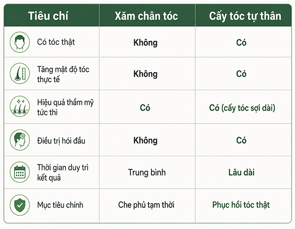 Nên xăm chân tóc hay cấy tóc tự thân?