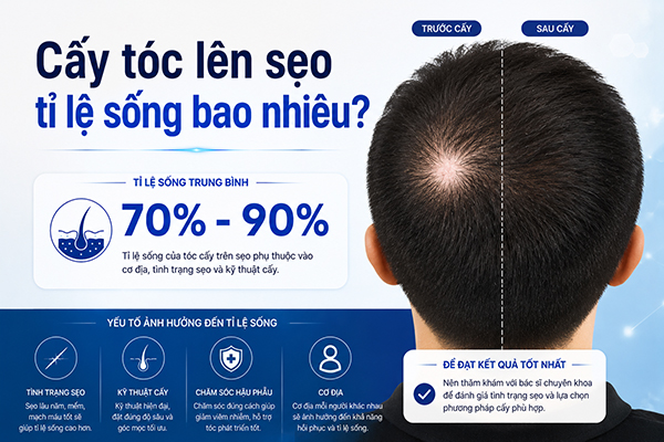 Cấy tóc lên sẹo tỉ lệ sống bao nhiêu