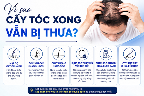 Vì sao cấy tóc xong vẫn bị thưa? 6 nguyên nhân nên biết
