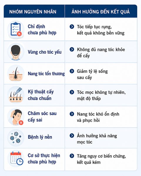 Lý do cấy tóc thất bại