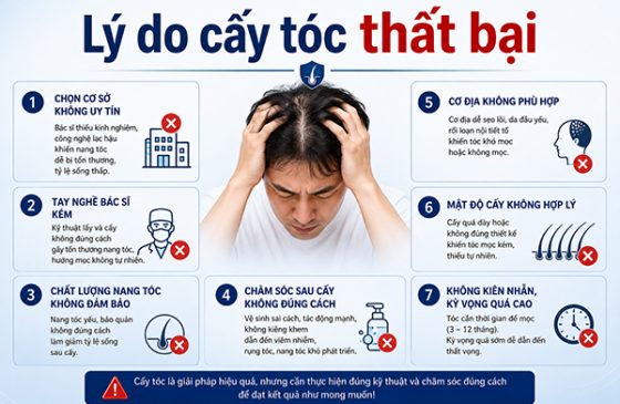 Lý do cấy tóc thất bại: 7 nguyên nhân cần biết trước khi thực hiện