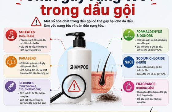 các chất trong dầu gội gây rụng tóc