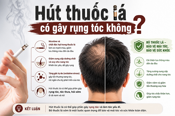 Hút thuốc lá có gây rụng tóc không? Giải đáp từ bác sĩ