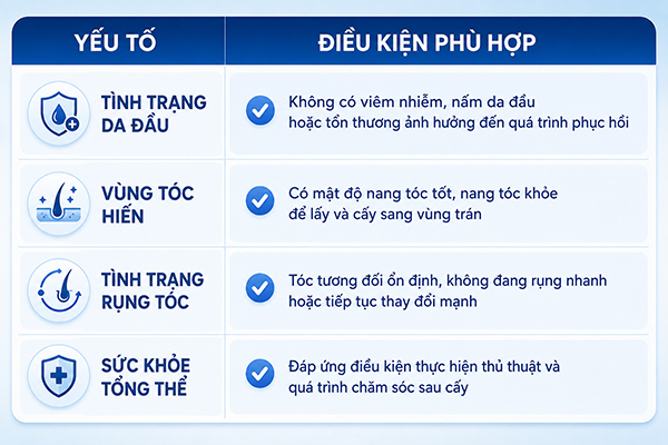 Các yếu tố quan trọng quyết định khả năng cấy tóc trán bò liếm