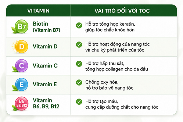 Tóc rụng nhiều nên bổ sung vitamin gì?