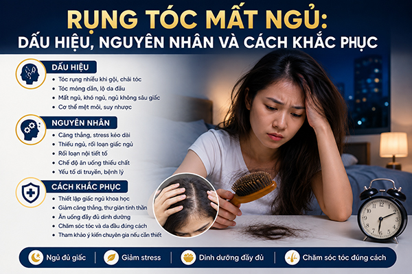 Rụng tóc mất ngủ: Dấu hiệu, nguyên nhân và cách khắc phục