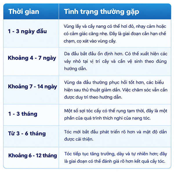 Giai đoạn mọc tóc sau cấy